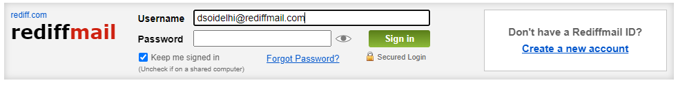 rediffmail login